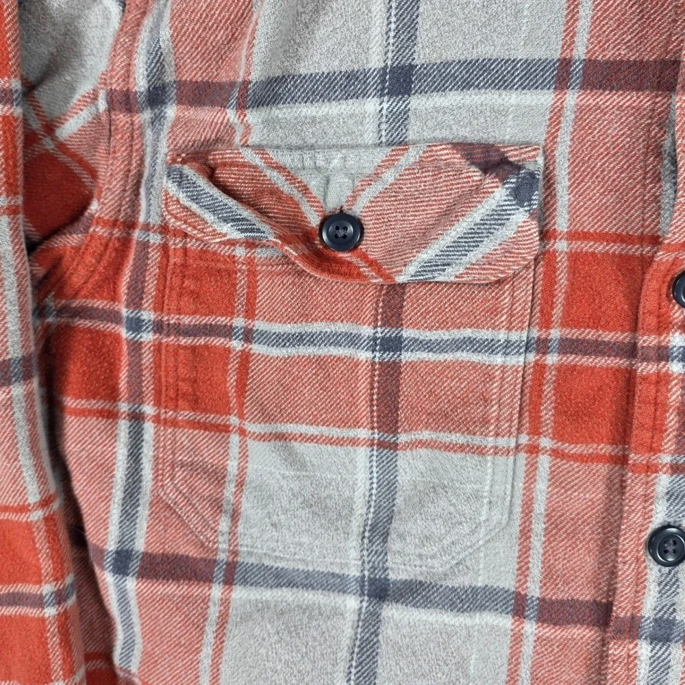 Patagonia Mens‎ Cotton Fjord Flannel Shirt Medium Orange Long Sleeve Plaid